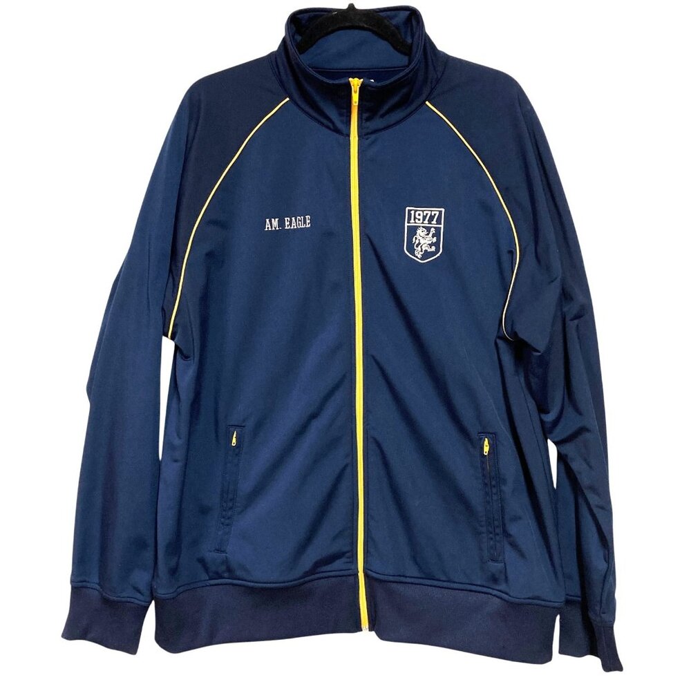 American Eagle 1977 Long Sleeve Track Jacket, Men's Size‎ XL, Navy Blue Yellow